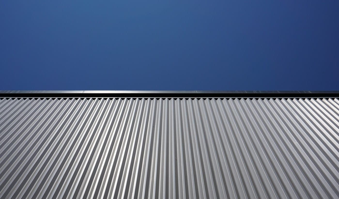 Close-up of corrugated metal roofing profile